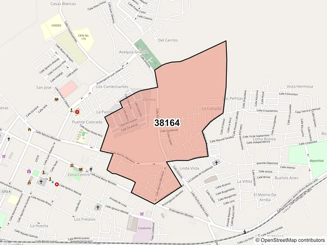 Mapa del código postal 38164, Apaseo el Grande, Guanajuato