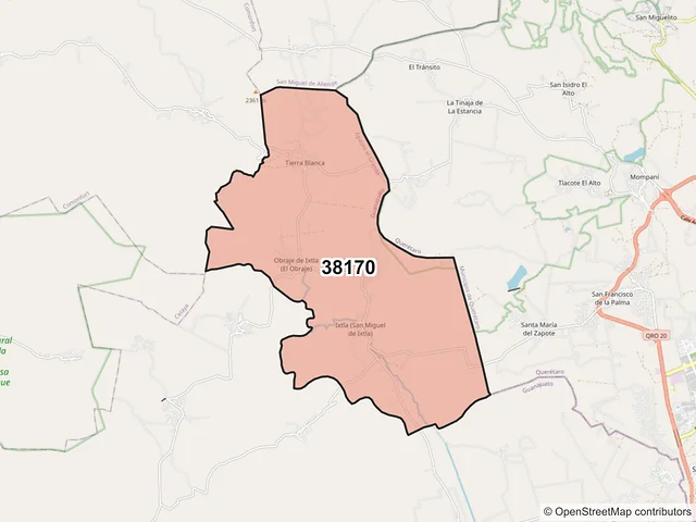 Mapa del código postal 38170, Apaseo el Grande, Guanajuato