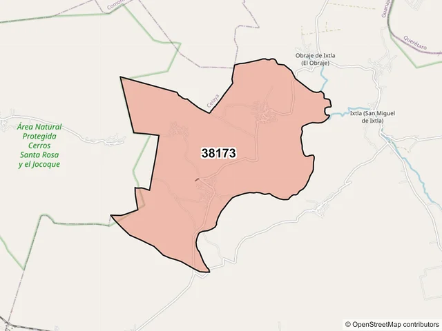 Mapa del código postal 38173, Apaseo el Grande, Guanajuato