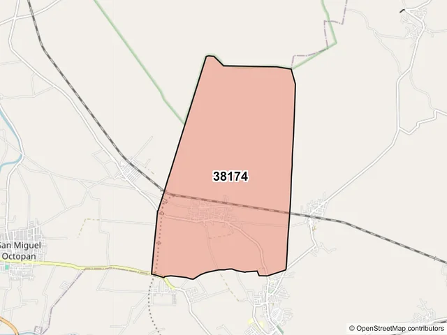 Mapa del código postal 38174, Apaseo el Grande, Guanajuato