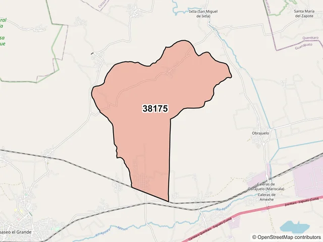 Mapa del código postal 38175, Apaseo el Grande, Guanajuato