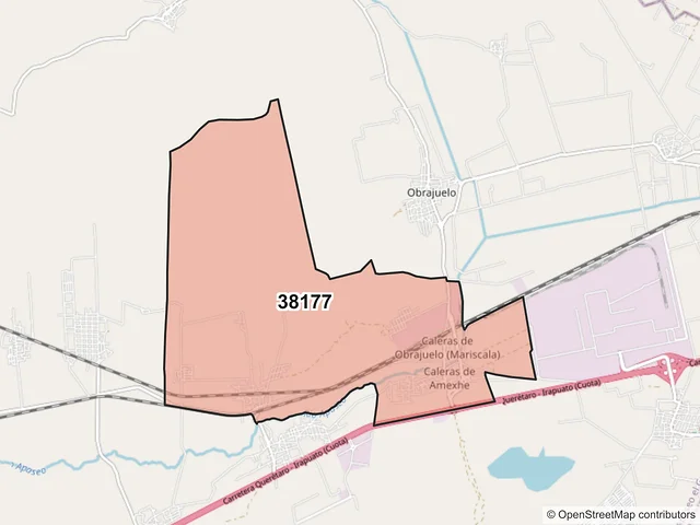 Mapa del código postal 38177, Apaseo el Grande, Guanajuato