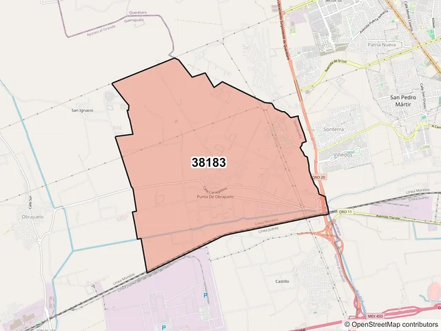 Mapa del código postal 38183, Apaseo el Grande, Guanajuato