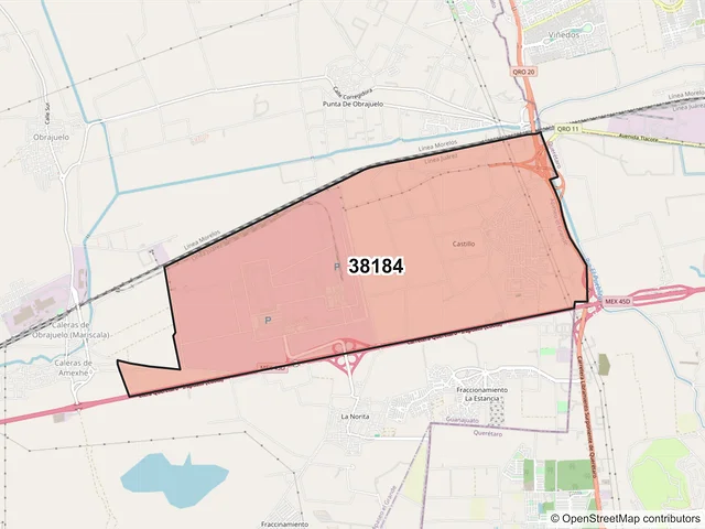 Mapa del código postal 38184, Apaseo el Grande, Guanajuato