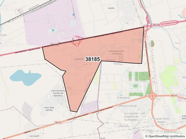 Mapa del código postal 38185, Apaseo el Grande, Guanajuato