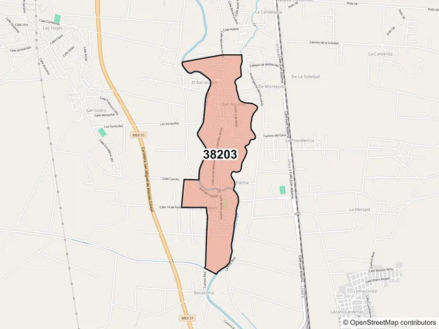 Mapa del código postal 38203, Comonfort, Guanajuato