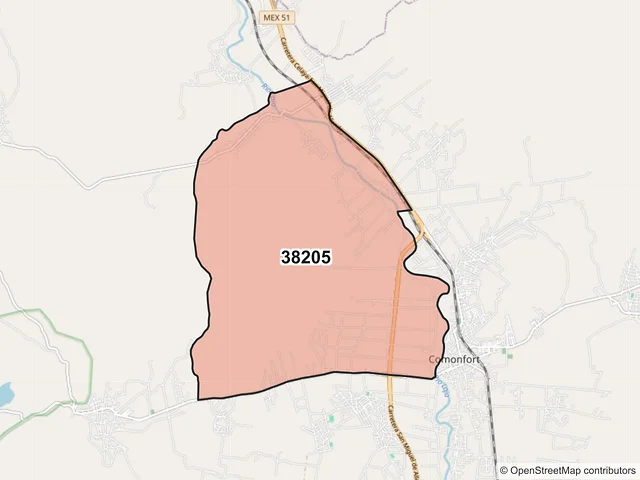 Mapa del código postal 38205, Comonfort, Guanajuato