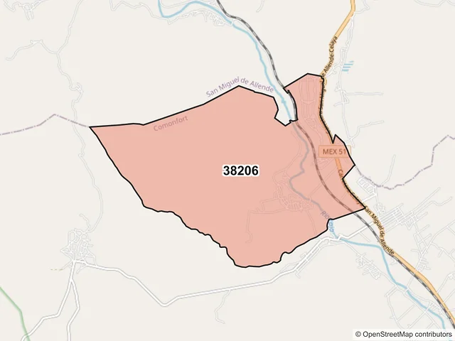 Mapa del código postal 38206, Comonfort, Guanajuato