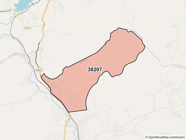 Mapa del código postal 38207, Comonfort, Guanajuato