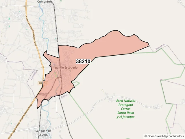 Mapa del código postal 38210, Comonfort, Guanajuato