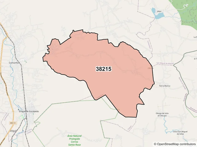 Mapa del código postal 38215, Comonfort, Guanajuato