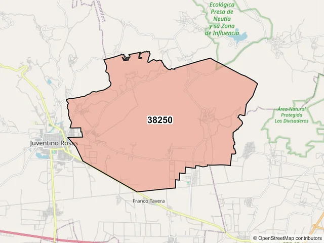 Mapa del código postal 38250, Santa Cruz de Juventino Rosas, Guanajuato