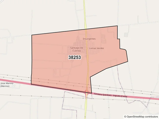 Mapa del código postal 38253, Santa Cruz de Juventino Rosas, Guanajuato