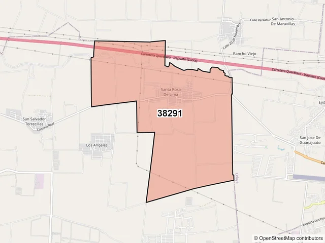 Mapa del código postal 38291, Villagrán, Guanajuato
