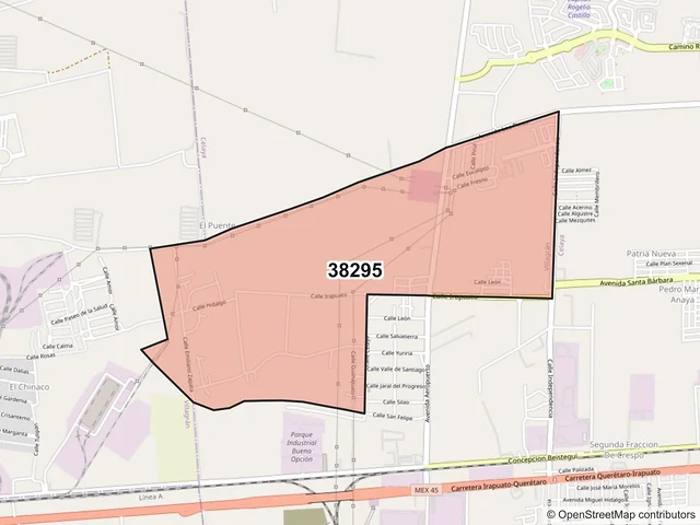 Mapa del código postal 38295, Villagrán, Guanajuato