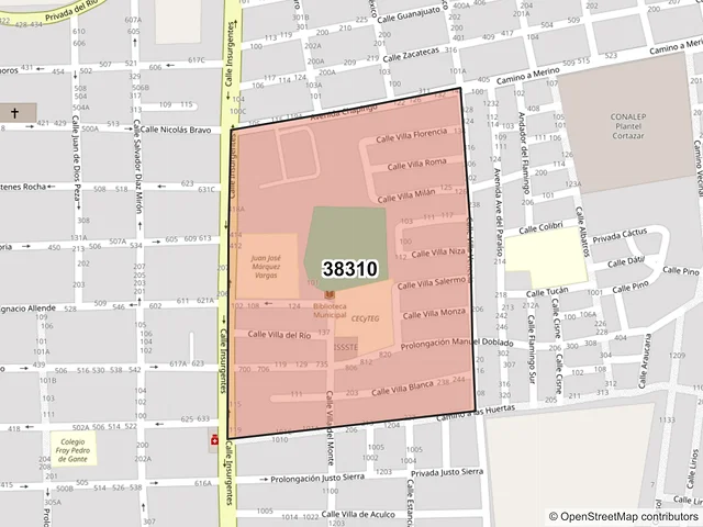 Mapa del código postal 38310, Cortazar, Guanajuato