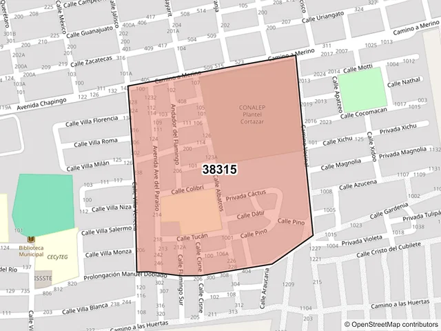Mapa del código postal 38315, Cortazar, Guanajuato
