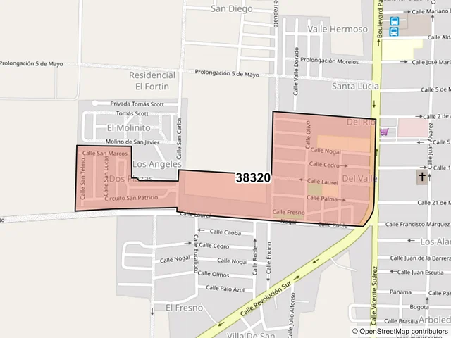 Mapa del código postal 38320, Cortazar, Guanajuato