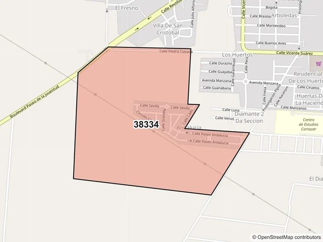 Mapa del código postal 38334, Cortazar, Guanajuato