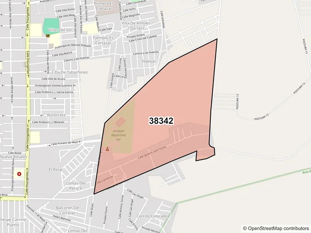 Mapa del código postal 38342, Cortazar, Guanajuato
