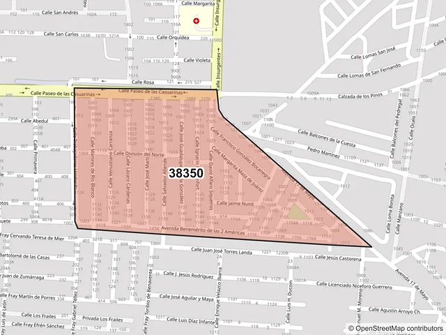 Mapa del código postal 38350, Cortazar, Guanajuato