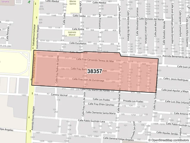 Mapa del código postal 38357, Cortazar, Guanajuato