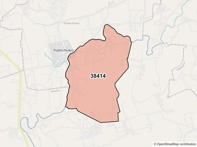 Mapa del código postal 38414, Valle de Santiago, Guanajuato