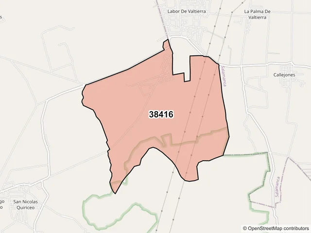 Mapa del código postal 38416, Valle de Santiago, Guanajuato