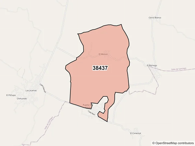 Mapa del código postal 38437, Valle de Santiago, Guanajuato