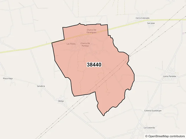 Mapa del código postal 38440, Valle de Santiago, Guanajuato