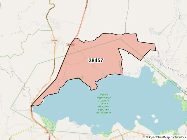 Mapa del código postal 38457, Valle de Santiago, Guanajuato