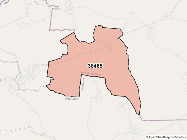 Mapa del código postal 38465, Valle de Santiago, Guanajuato