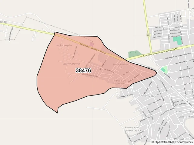 Mapa del código postal 38476, Jaral del Progreso, Guanajuato