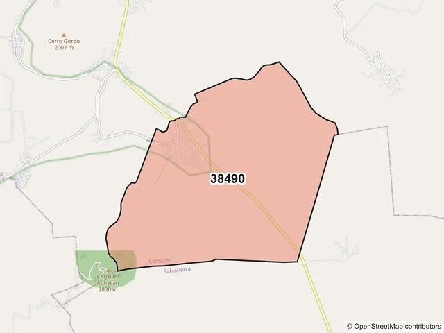 Mapa del código postal 38490, Cortazar, Guanajuato