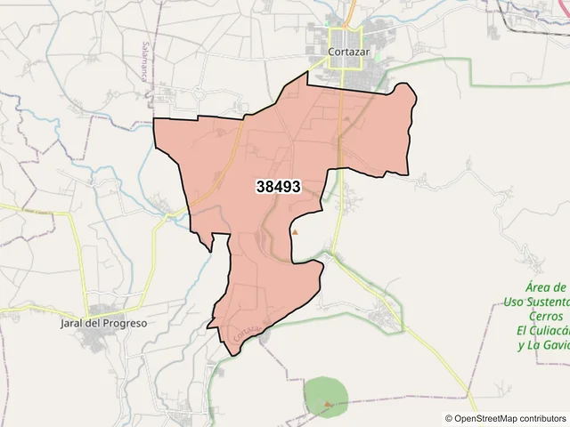 Mapa del código postal 38493, Cortazar, Guanajuato