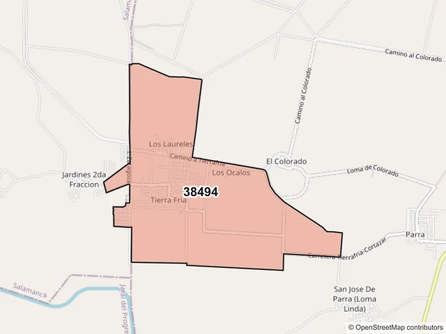 Mapa del código postal 38494, Cortazar, Guanajuato