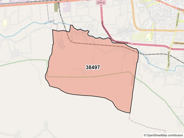 Mapa del código postal 38497, Cortazar, Guanajuato