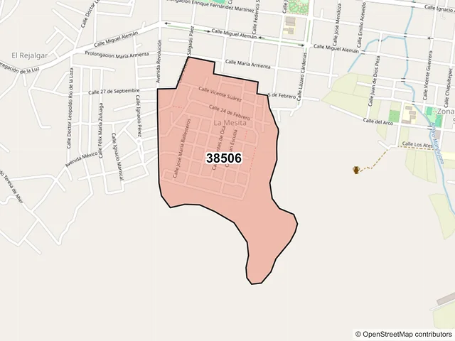 Mapa del código postal 38506, Apaseo el Alto, Guanajuato