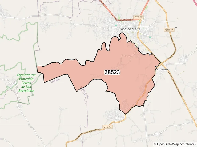 Mapa del código postal 38523, Apaseo el Alto, Guanajuato