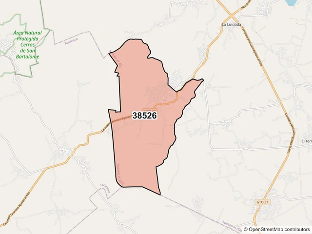Mapa del código postal 38526, Apaseo el Alto, Guanajuato