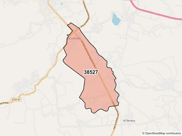 Mapa del código postal 38527, Apaseo el Alto, Guanajuato