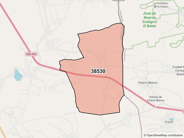 Mapa del código postal 38530, Apaseo el Alto, Guanajuato