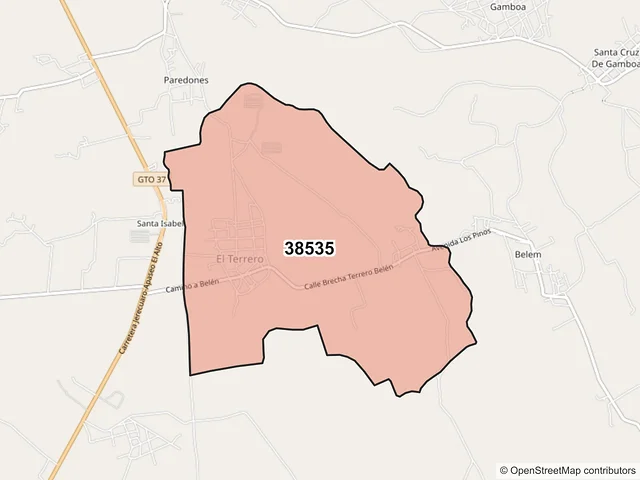 Mapa del código postal 38535, Apaseo el Alto, Guanajuato