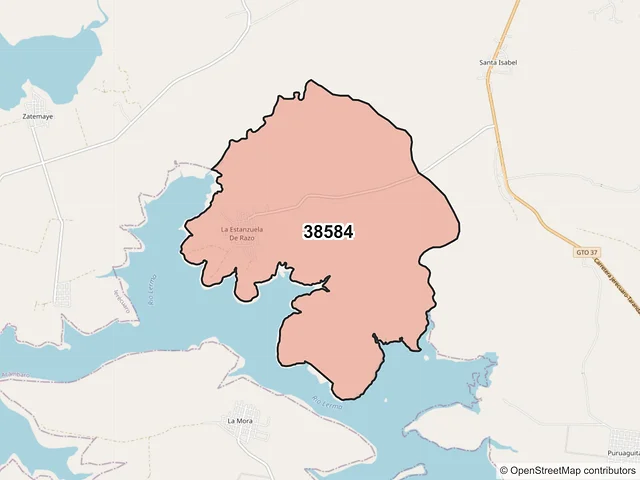 Mapa del código postal 38584, Jerécuaro, Guanajuato