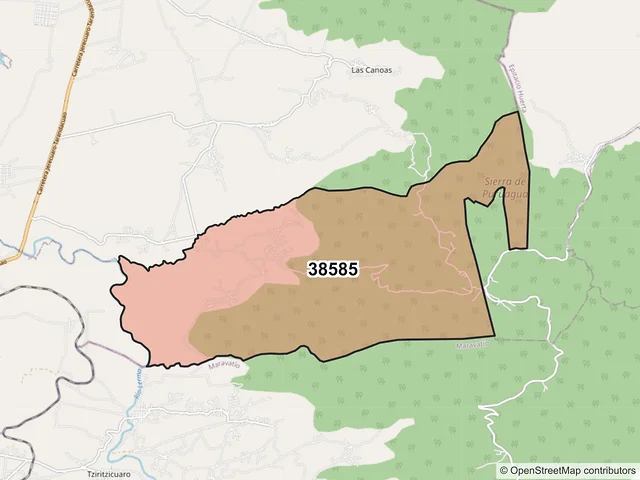 Mapa del código postal 38585, Jerécuaro, Guanajuato