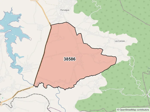 Mapa del código postal 38586, Jerécuaro, Guanajuato