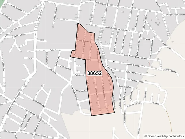 Mapa del código postal 38652, Acámbaro, Guanajuato