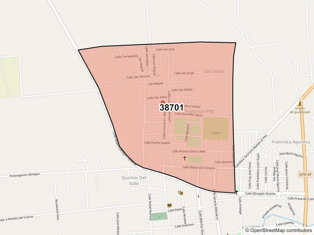 Mapa del código postal 38701, Tarimoro, Guanajuato