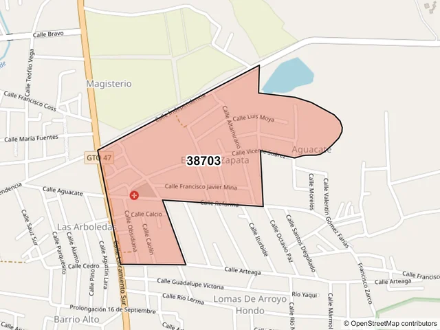 Mapa del código postal 38703, Tarimoro, Guanajuato