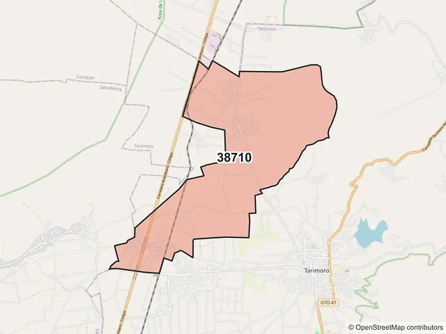 Mapa del código postal 38710, Tarimoro, Guanajuato